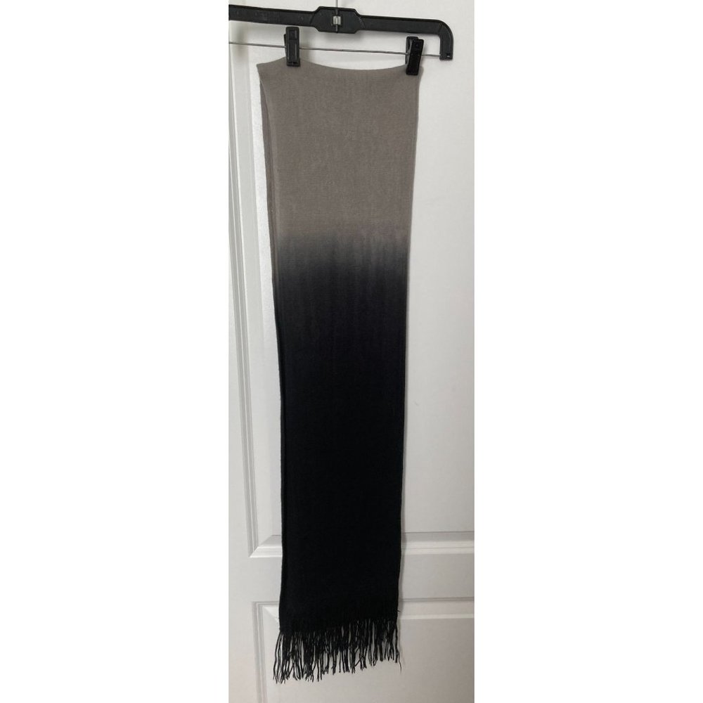Vintage Preston of York Ombre Black & Gray Fringed Scarf